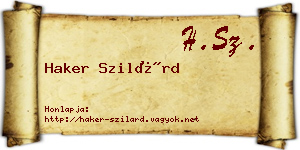 Haker Szilárd névjegykártya